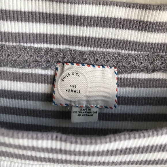 Anthropologie Postmark Grey & White Striped Square Neck Top Size XS - Picture 7 of 10